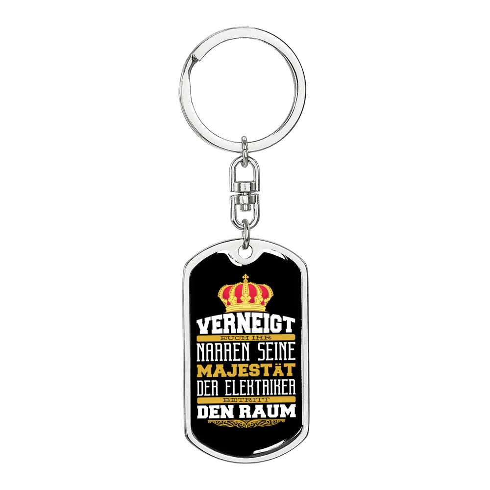 German Electrican Gift Swivel Keychain Dog Tag Stainless Steel or 18k Gold-Express Your Love Gifts