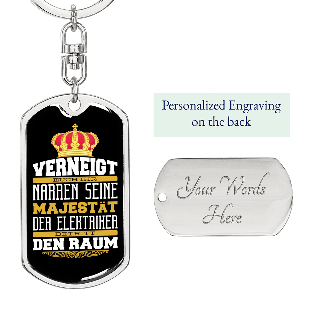 German Electrican Gift Swivel Keychain Dog Tag Stainless Steel or 18k Gold-Express Your Love Gifts
