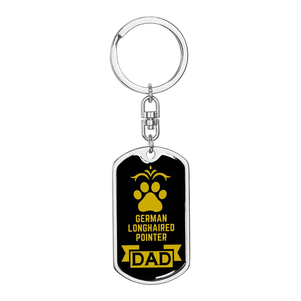 German Longhaired Pointer Keychain Stainless Steel or 18k Gold-Express Your Love Gifts