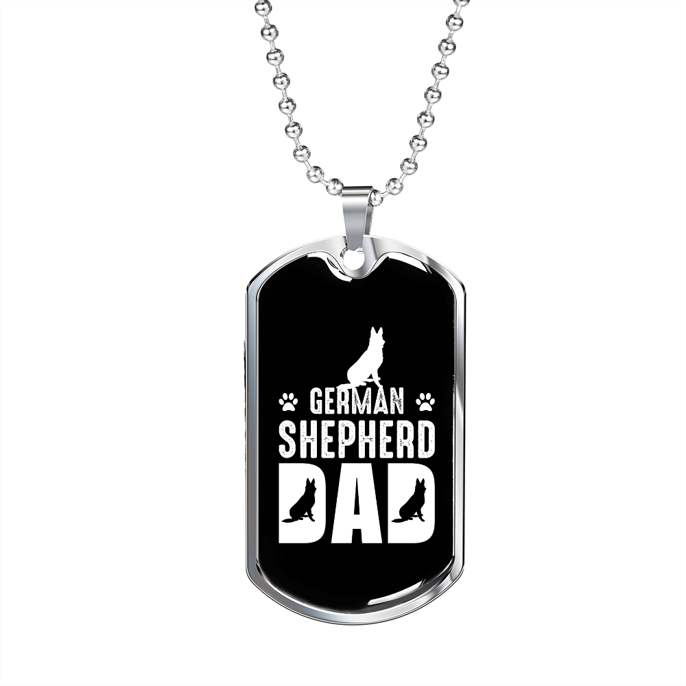 German Shepherd Dad Necklace Stainless Steel or 18k Gold Dog Tag 24" Chain-Express Your Love Gifts