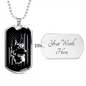 German Shepherd Flag Necklace Stainless Steel or 18k Gold Dog Tag 24" Chain-Express Your Love Gifts