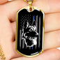 German Shepherd Flag Necklace Stainless Steel or 18k Gold Dog Tag 24" Chain-Express Your Love Gifts