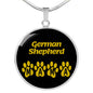 German Shepherd Mama Circle Necklace Stainless Steel or 18k Gold 18-22" Dog Owner Lover-Express Your Love Gifts
