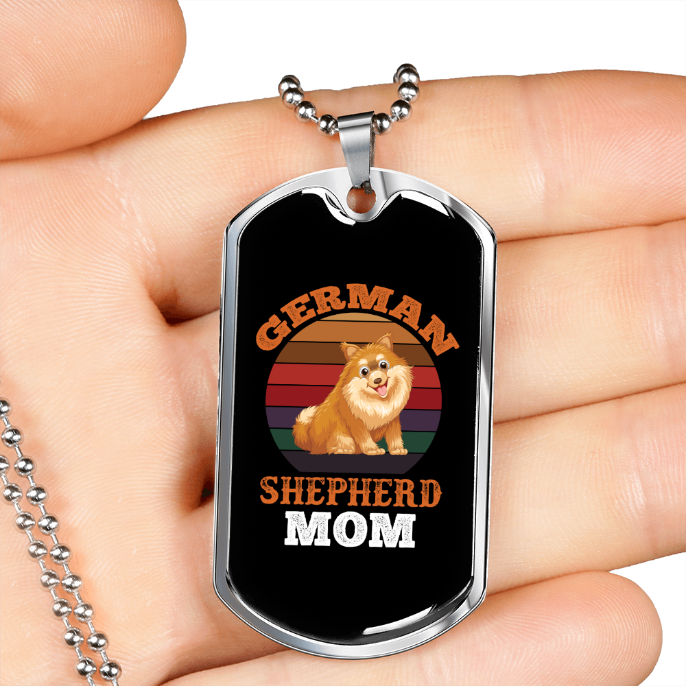 German Shepherd Mom Orange Necklace Stainless Steel or 18k Gold Dog Tag 24" Chain-Express Your Love Gifts