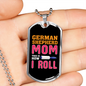 German Shepherd Mom Roll Necklace Stainless Steel or 18k Gold Dog Tag 24" Chain-Express Your Love Gifts