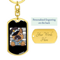 German Shepherd Police Keychain Stainless Steel or 18k Gold Dog Tag Keyring-Express Your Love Gifts