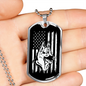 German Shepherd US Flag Necklace Stainless Steel or 18k Gold Dog Tag 24" Chain-Express Your Love Gifts