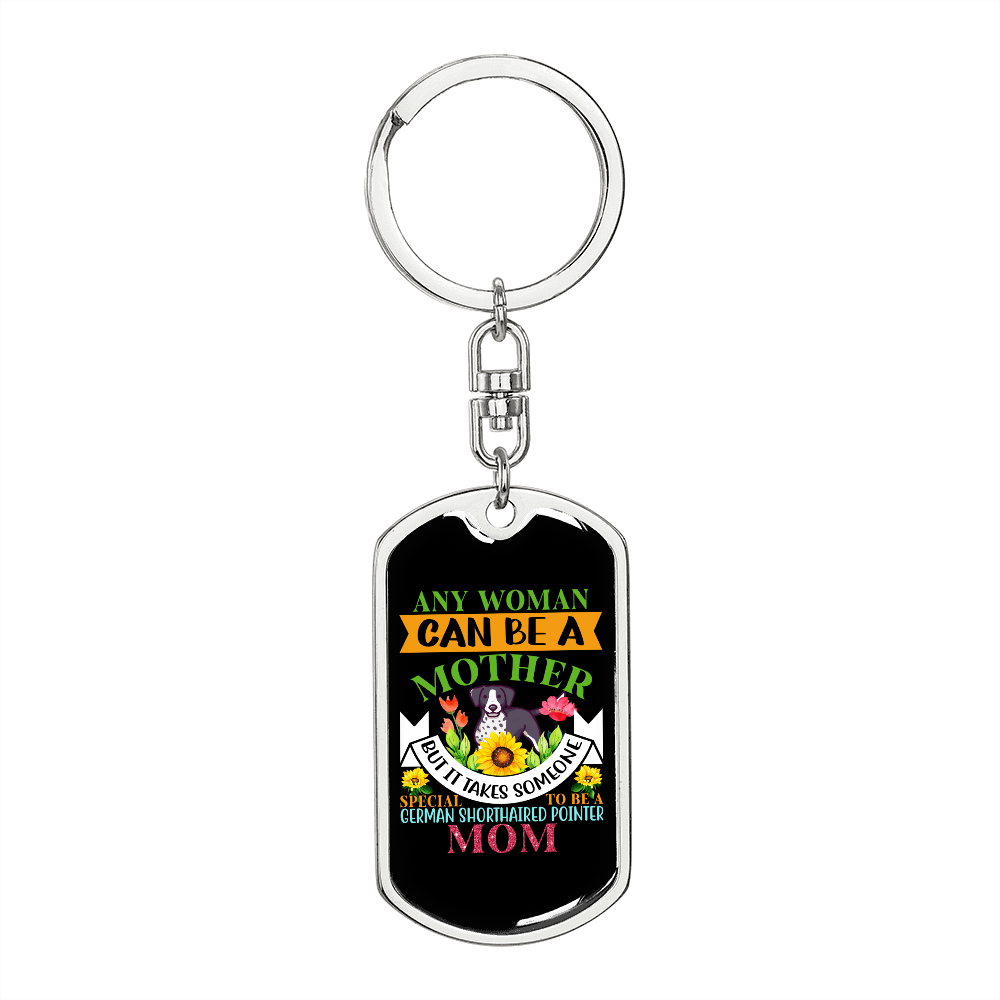 German Shorthaired Mom Keychain Stainless Steel or 18k Gold Dog Tag Keyring-Express Your Love Gifts