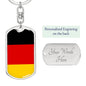 Germany Flag Keychain Dog Tag Stainless Steel or 18k Gold-Express Your Love Gifts
