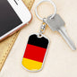 Germany Flag Keychain Dog Tag Stainless Steel or 18k Gold-Express Your Love Gifts