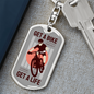 Get A Bike Get A Life Cycling Keychain Stainless Steel or 18k Gold Dog Tag Keyring-Express Your Love Gifts