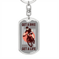 Get A Bike Get A Life Cycling Keychain Stainless Steel or 18k Gold Dog Tag Keyring-Express Your Love Gifts