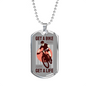 Get A Bike Get A Life Cycling Necklace Stainless Steel or 18k Gold Dog Tag 24"-Express Your Love Gifts