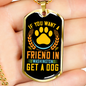Get a Friend in Washington Yellow Necklace Stainless Steel or 18k Gold Dog Tag 24" Chain-Express Your Love Gifts