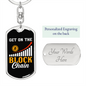 Get On The Block Crypto Keychain Stainless Steel or 18k Gold Dog Tag Keyring-Express Your Love Gifts