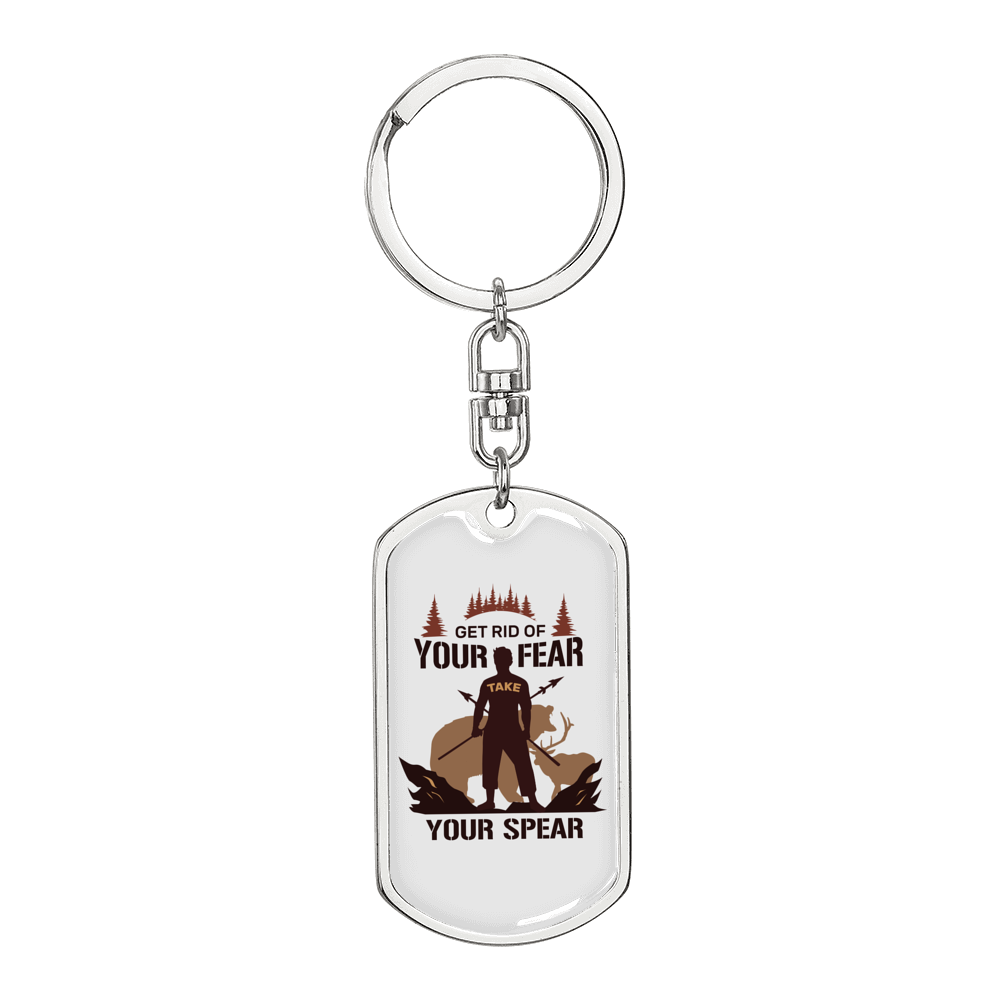 Get Rid Of Your Fear Hunter'S Keychain Gift Stainless Steel or 18k Gold Dog Tag Keyring-Express Your Love Gifts