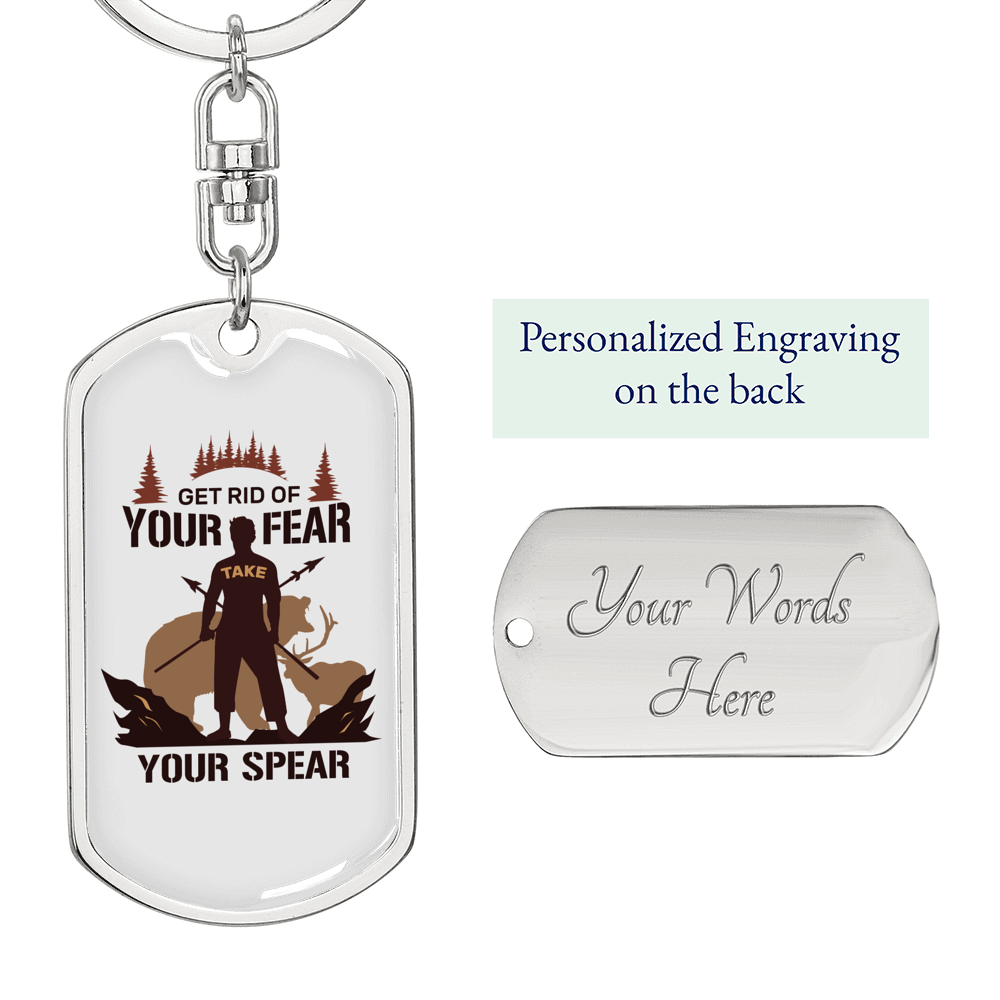 Get Rid Of Your Fear Hunter'S Keychain Gift Stainless Steel or 18k Gold Dog Tag Keyring-Express Your Love Gifts