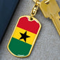 Ghana Flag Keychain Dog Tag Stainless Steel or 18k Gold-Express Your Love Gifts