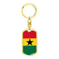 Ghana Flag Keychain Dog Tag Stainless Steel or 18k Gold-Express Your Love Gifts