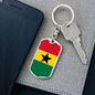 Ghana Flag Keychain Dog Tag Stainless Steel or 18k Gold-Express Your Love Gifts