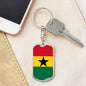 Ghana Flag Keychain Dog Tag Stainless Steel or 18k Gold-Express Your Love Gifts