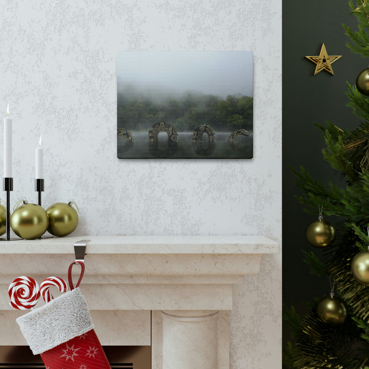 Giant Anaconda In Lake Anaconda Frightening Outside Wall Art Ready To Hang Unframed-Express Your Love Gifts
