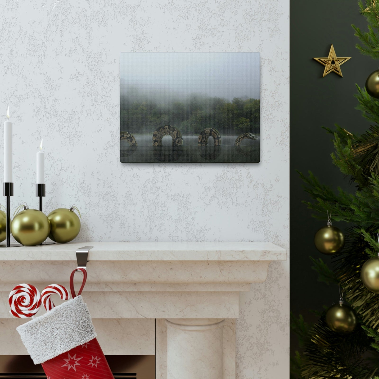 Giant Anaconda In Lake Anaconda Frightening Outside Wall Art Ready To Hang Unframed-Express Your Love Gifts