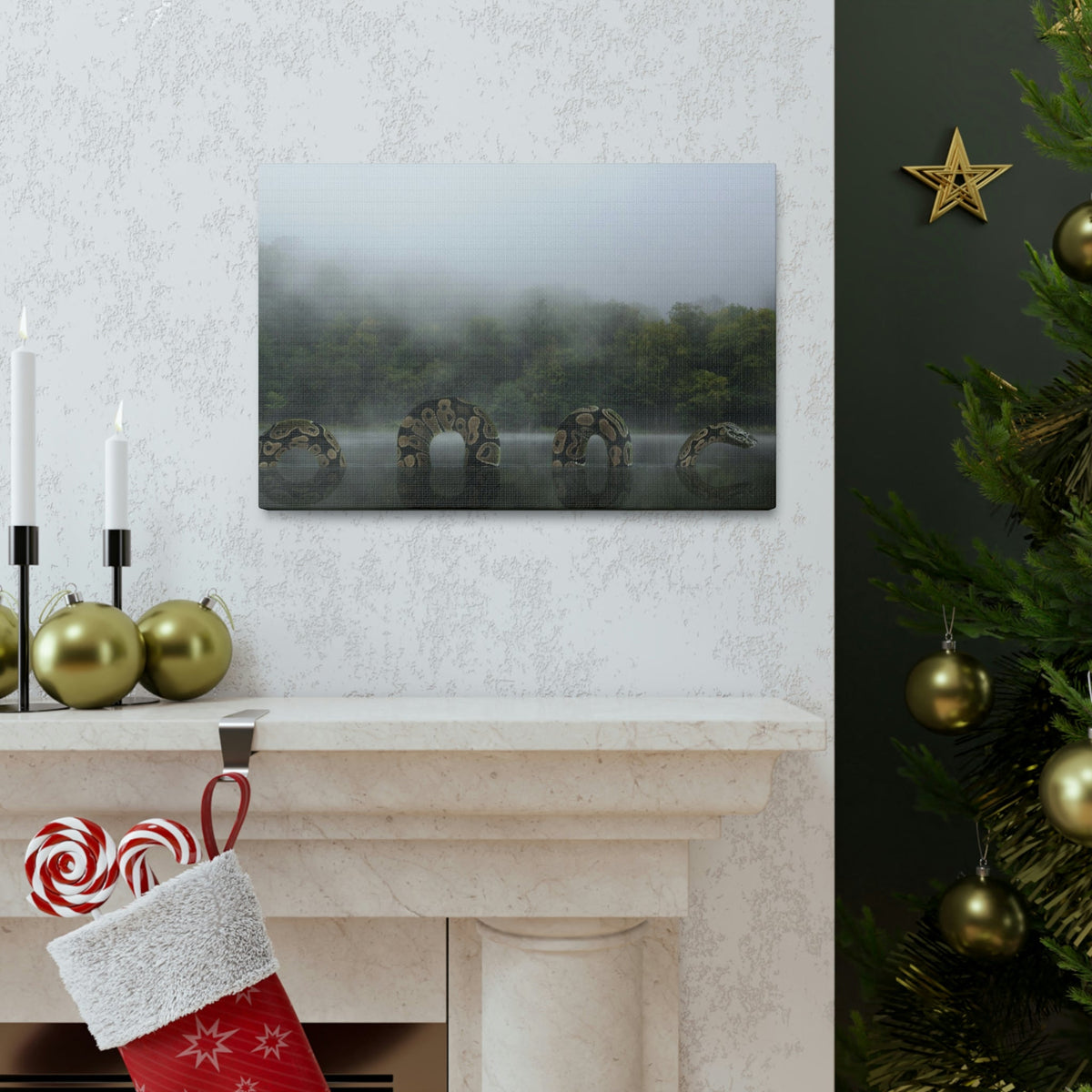 Giant Anaconda In Lake Anaconda Frightening Outside Wall Art Ready To Hang Unframed-Express Your Love Gifts