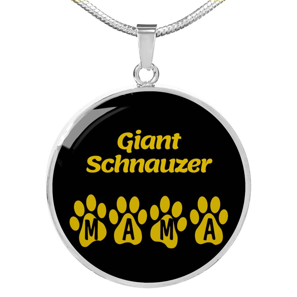 Giant Schnauzer Mama Circle Necklace Stainless Steel or 18k Gold 18-22" Dog Owner Lover-Express Your Love Gifts