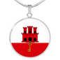 Gibraltar Flag Necklace Circle Pendant Stainless Steel or 18k Gold 18-22"-Express Your Love Gifts