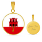 Gibraltar Flag Necklace Circle Pendant Stainless Steel or 18k Gold 18-22"-Express Your Love Gifts