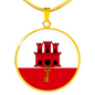 Gibraltar Flag Necklace Circle Pendant Stainless Steel or 18k Gold 18-22"-Express Your Love Gifts