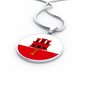 Gibraltar Flag Necklace Circle Pendant Stainless Steel or 18k Gold 18-22"-Express Your Love Gifts