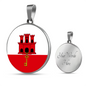 Gibraltar Flag Necklace Circle Pendant Stainless Steel or 18k Gold 18-22"-Express Your Love Gifts