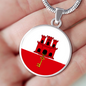 Gibraltar Flag Necklace Circle Pendant Stainless Steel or 18k Gold 18-22"-Express Your Love Gifts
