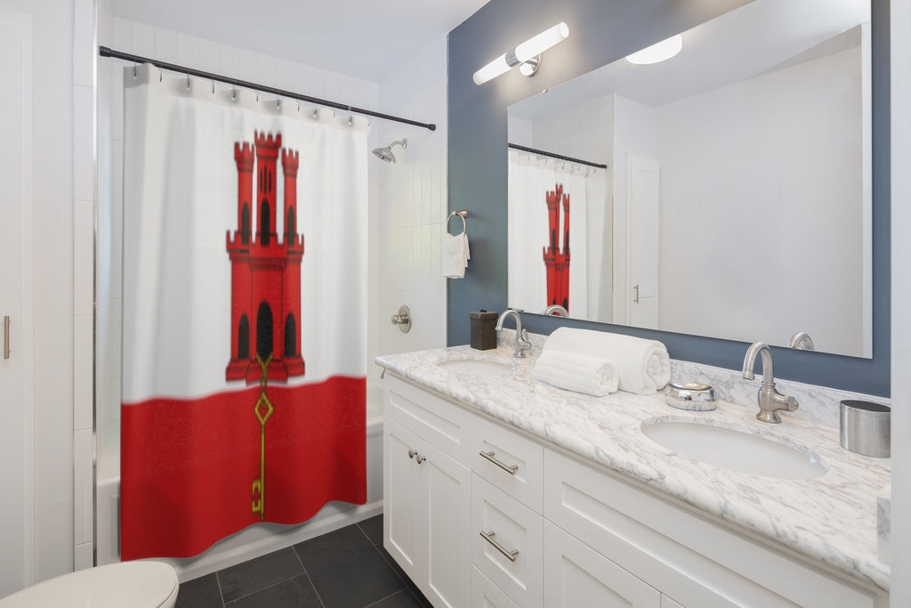 Gibraltar Flag Stylish Design 71" x 74" Elegant Waterproof Shower Curtain for a Spa-like Bathroom Paradise Exceptional Craftsmanship-Express Your Love Gifts