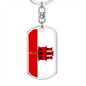 Gibraltar Flag Swivel Keychain Dog Tag Stainless Steel or 18k Gold-Express Your Love Gifts