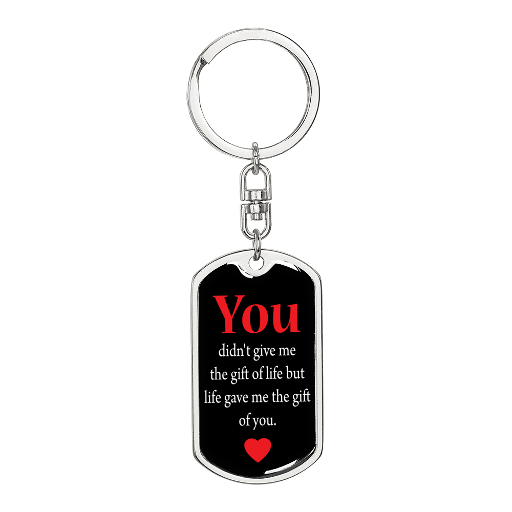 Gift Of Life Keychain Stainless Steel or 18k Gold Dog Tag Keyring-Express Your Love Gifts