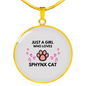 Gil loves Sphynx Cat White Circle Necklace Stainless Steel or 18k Gold 18-22-Express Your Love Gifts