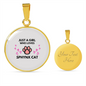 Gil loves Sphynx Cat White Circle Necklace Stainless Steel or 18k Gold 18-22-Express Your Love Gifts