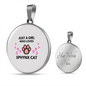 Gil loves Sphynx Cat White Circle Necklace Stainless Steel or 18k Gold 18-22-Express Your Love Gifts