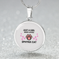 Gil loves Sphynx Cat White Circle Necklace Stainless Steel or 18k Gold 18-22-Express Your Love Gifts