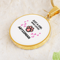 Girl Abyssinian Cat White Circle Necklace Stainless Steel or 18k Gold 18-22-Express Your Love Gifts