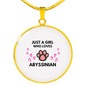 Girl Abyssinian Cat White Circle Necklace Stainless Steel or 18k Gold 18-22-Express Your Love Gifts