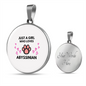Girl Abyssinian Cat White Circle Necklace Stainless Steel or 18k Gold 18-22-Express Your Love Gifts