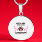 Girl Abyssinian Cat White Circle Necklace Stainless Steel or 18k Gold 18-22-Express Your Love Gifts