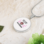 Girl Abyssinian Cat White Circle Necklace Stainless Steel or 18k Gold 18-22-Express Your Love Gifts
