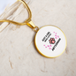 Girl Abyssinian Cat White Circle Necklace Stainless Steel or 18k Gold 18-22-Express Your Love Gifts