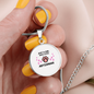 Girl Abyssinian Cat White Circle Necklace Stainless Steel or 18k Gold 18-22-Express Your Love Gifts