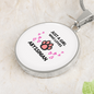 Girl Abyssinian Cat White Circle Necklace Stainless Steel or 18k Gold 18-22-Express Your Love Gifts
